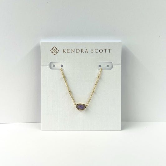Mini Elisa Satellite Short Pendant Necklace Gold Purple Amethyst