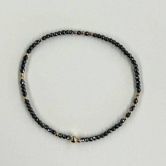 HOPE UNWRITTEN FACETED  HEMATITE 2MM BEAD BRACELET