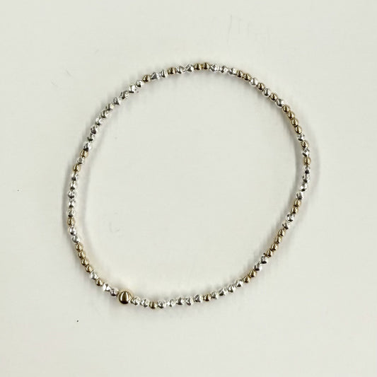 HOPE UNWRITTEN BRIGHT SILVER  FACETED HEMATITE 2MM BEAD  BRACELET