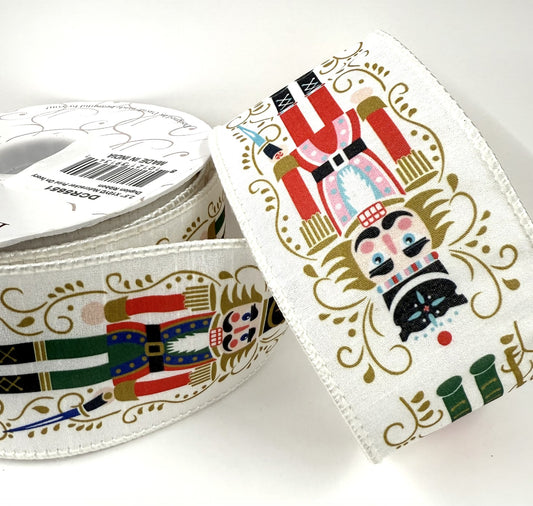 Nutcracker Print on Ivory Ribbon