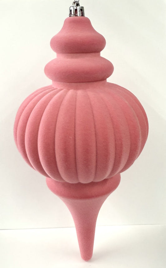 Plastic Flocked Finial Ornament Bubblegum