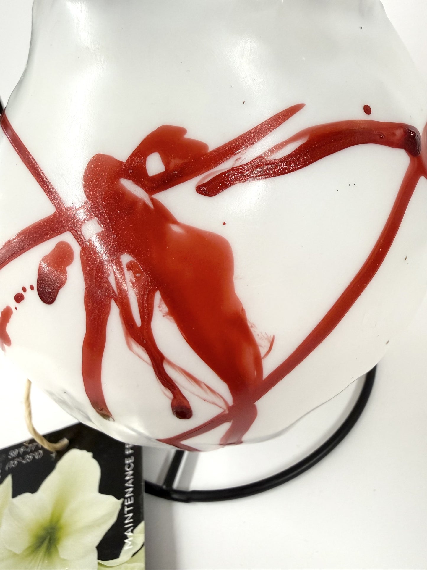 Amaryllis Bulb White Flower White Wax Red Lacquer Splatter