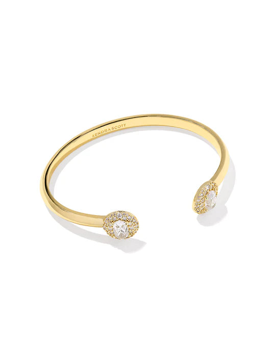 Bella Cuff Bracelet in Gold White Cz S/M