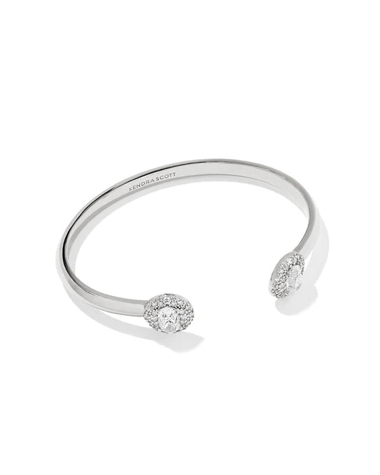 Bella Cuff Bracelet in Silver White Cz S/M