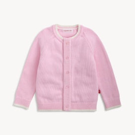 Crew Neck Cardigan Tipping Pink