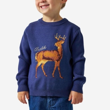 Youth Cabin Sweater - Navy Deer