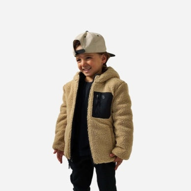 Youth Mountain Fleece Hoodie Jacket - Tan