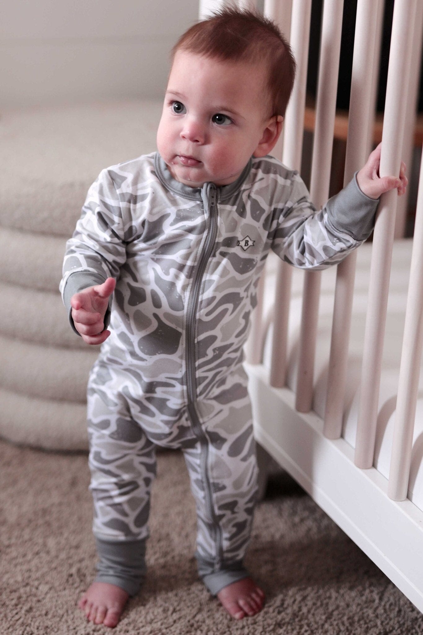 Baby Zip Up in White Camo