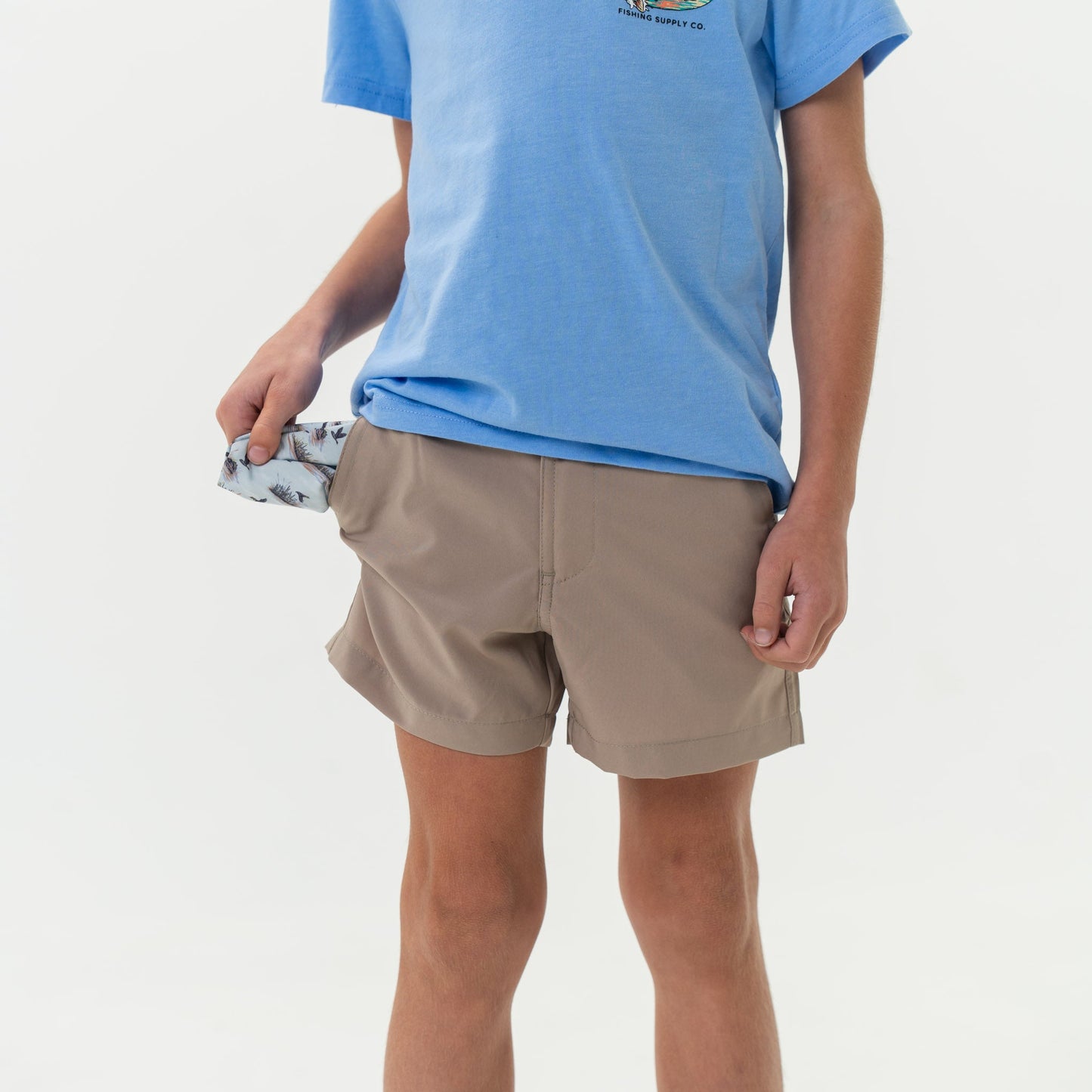 Youth Everyday Shorts Cobblestone Khaki - Duck Hunt Pocket