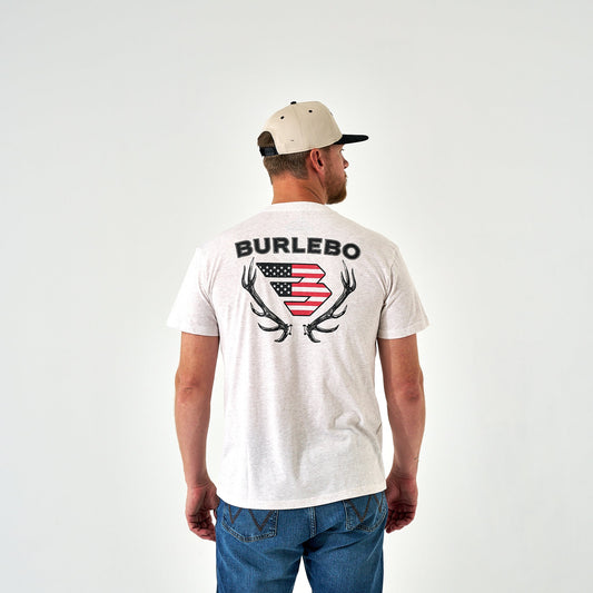 Adult SS Tee - Elk Horn Logo - Heather Oatmeal