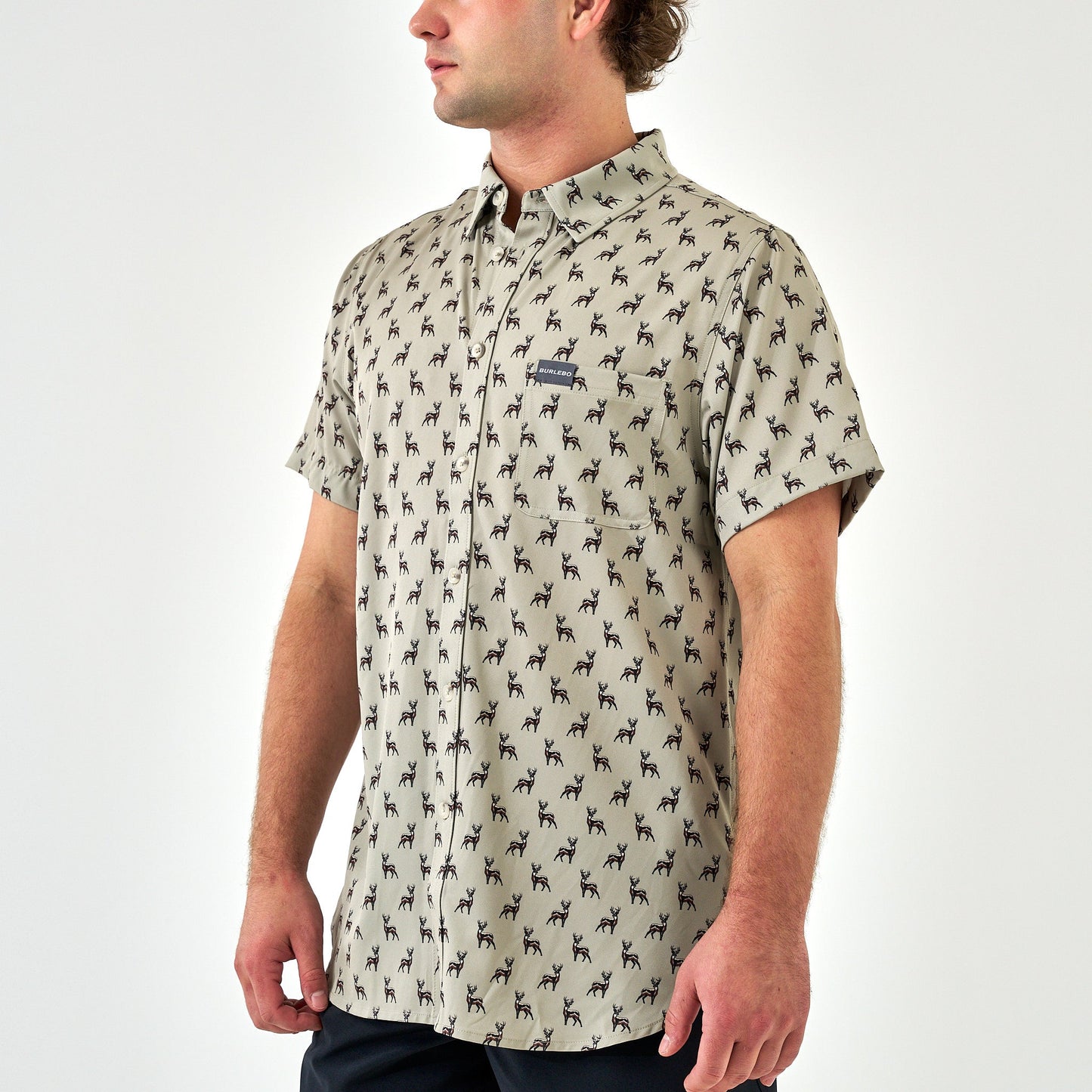 Performance Button Up Whitetail Green