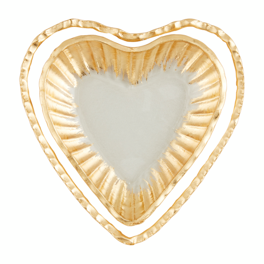 Glass Heart Tidbit Trays