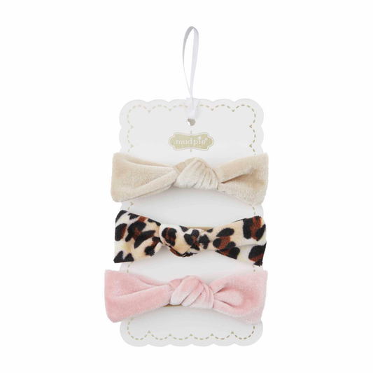 Set of 3 Rolled Velvet Bow