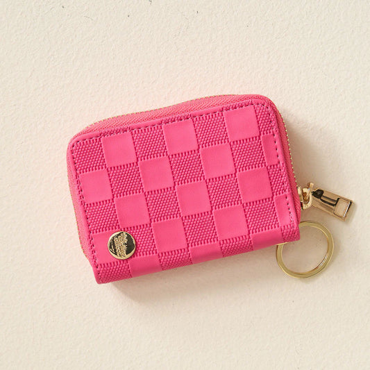Pink Checkered Zip Around Wallet