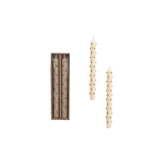 10"H Gold Dot Taper Candle Set of 2
