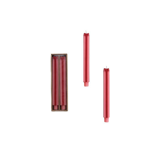 10"H Giftbox Taper Candle Set of 2, Pink w Red Bow