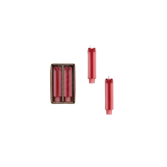 4-3/4"H Giftbox Taper Candle Small, Pink w Red Bow
