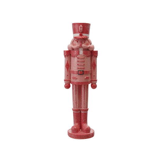 Resin Nutcracker w Glitter, Pink&Red