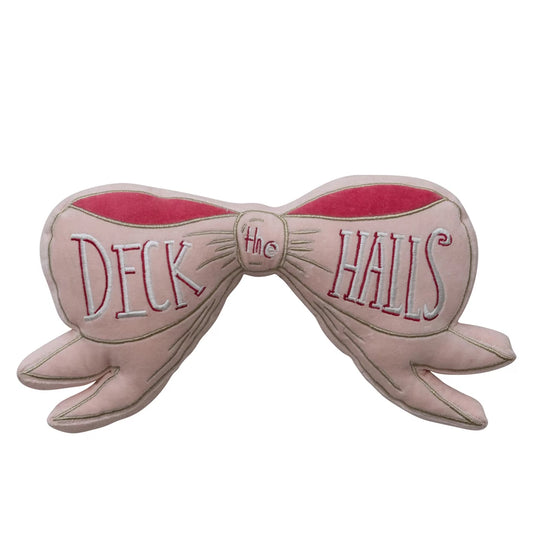 Velvet Bow Shaped Pillow Deck the Halls