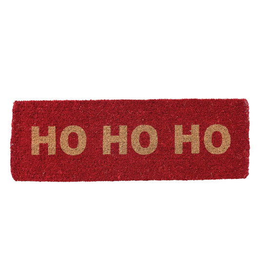 47"L x 16"W Natural Coir Double Doormat "HO HO HO"