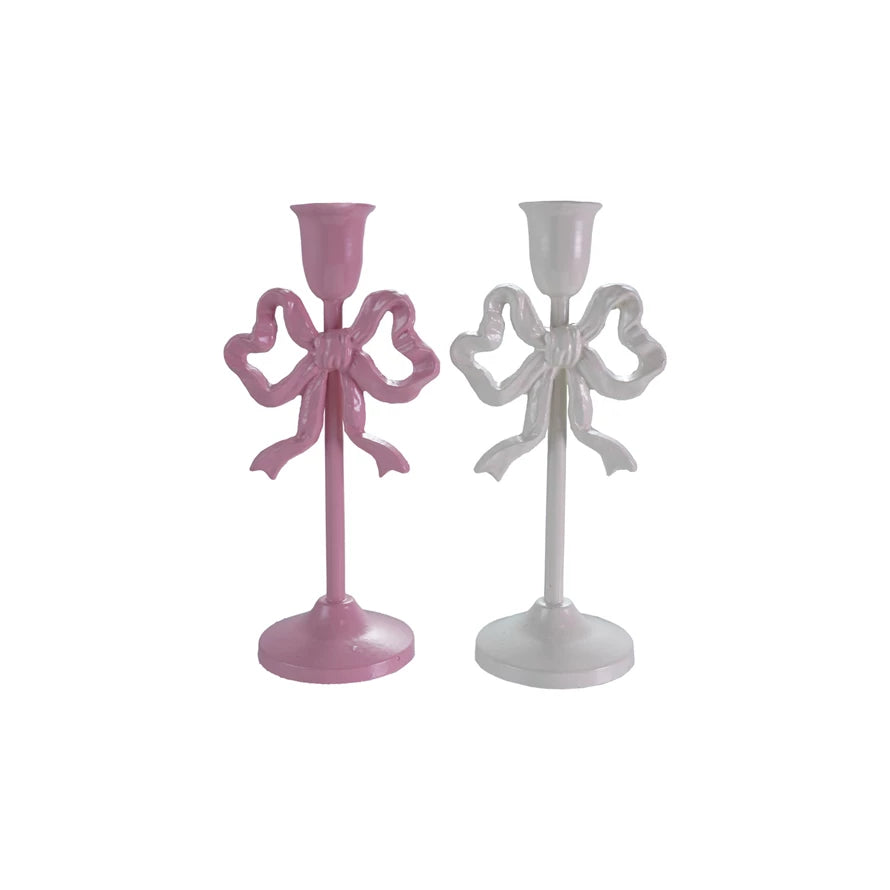 10"H Metal Bow Candle Holder, 2 Colors