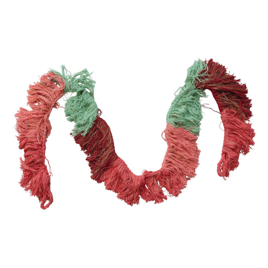 Hand-Woven Cotton Fringe Garland with Metallic Gold Thread