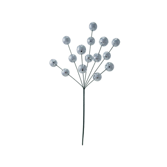 26"H Glass Silver Balls w Foam Stake