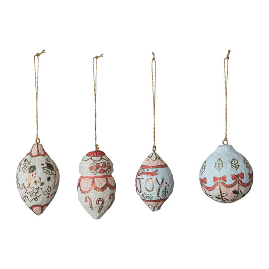 3.5" Hand Painted Paper Mache Ornament