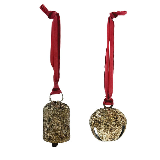 Metal & Mosaic Glass Bell Ornament