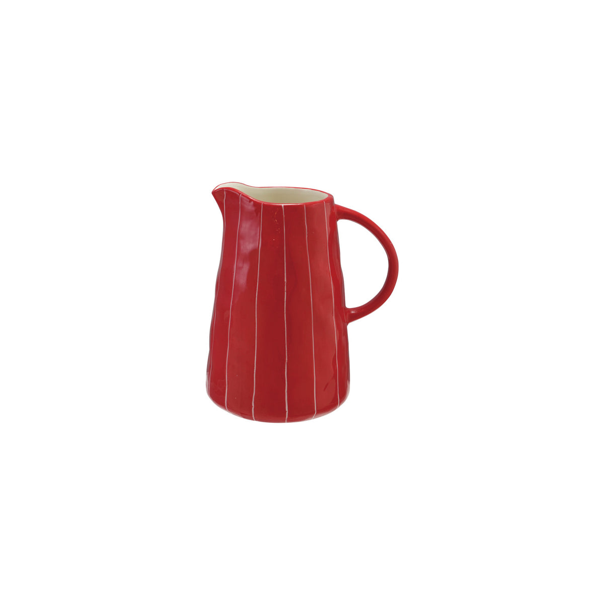 2 Quart Organic Shaped Pitcher, Red & White