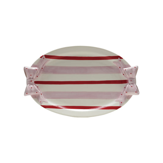Striped Platter with Polka Dot Bow Shaped Handles