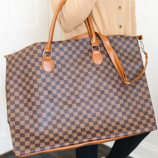 Spencer Plaid Weekender Bag Brown